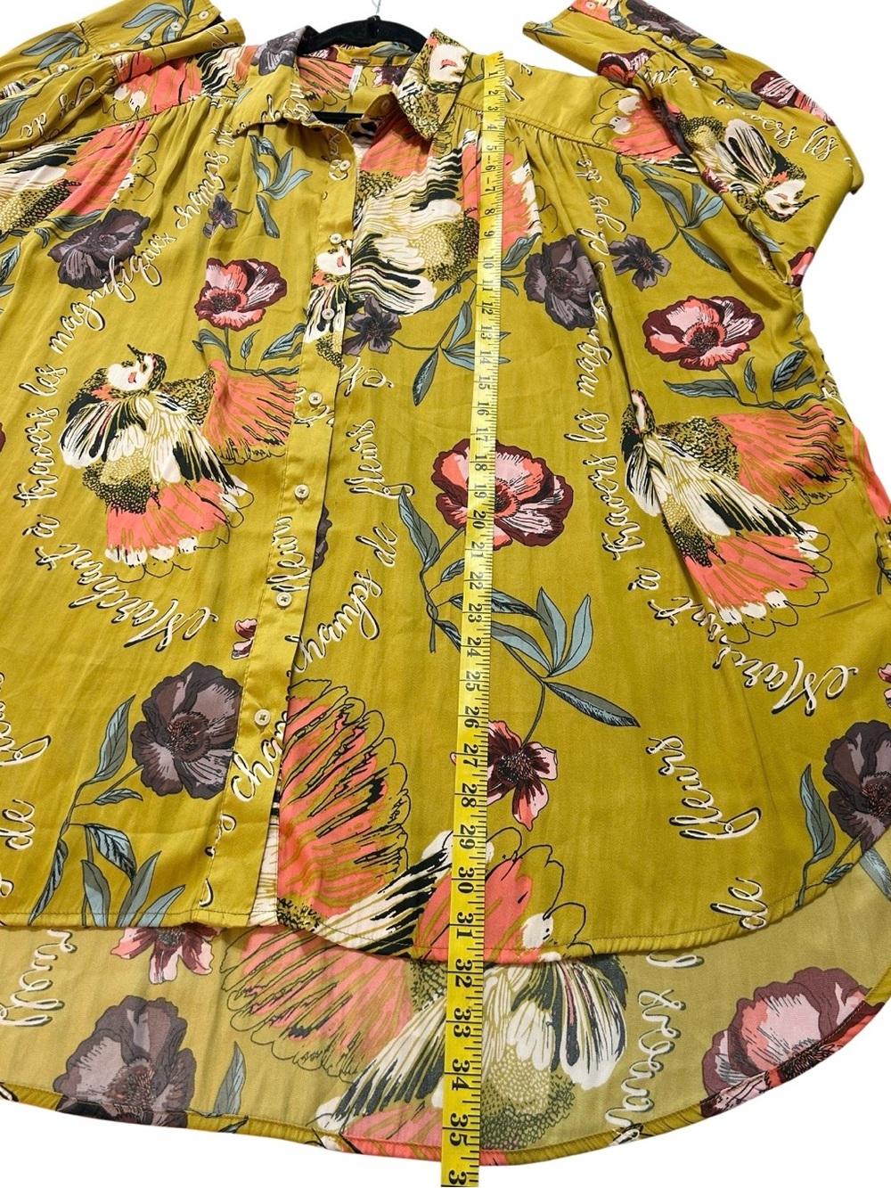 Free People Champs de Fleurs Silky Nights Button-down Tunic Top Floral Sz L - Picture 15 of 15